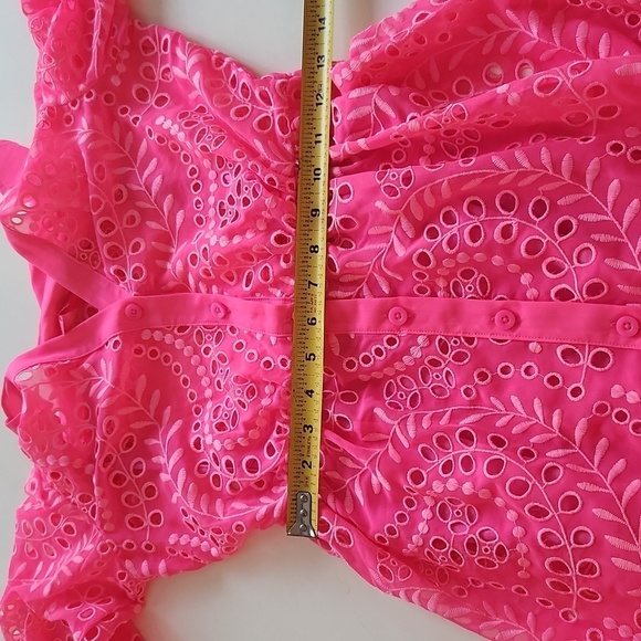 Lilly Pulitzer Amrita Maxi Shirt Dress Hot pink eyelet size 00 010634 - Picture 12 of 12
